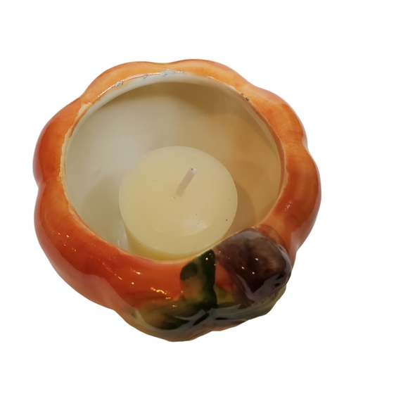 Pumpkin Candle Holders Fall Table Ceramic Decor Lot of 3 - Picture 5 of 9